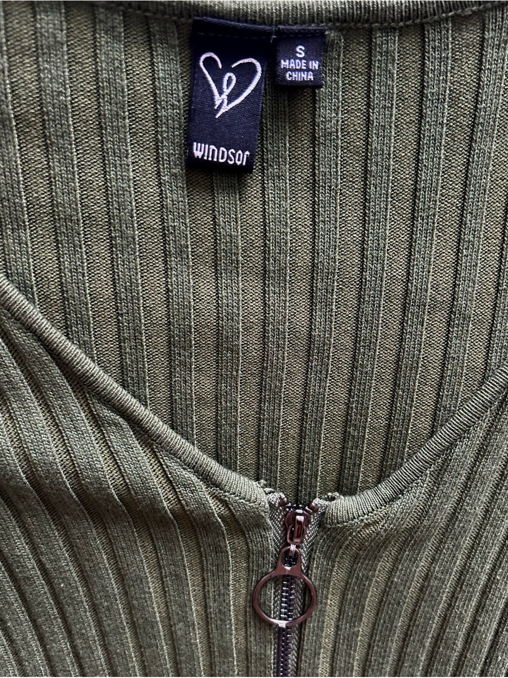 Windsor Olive Green Ribbed Long Sleeve Bodycon Dress - Picture 7 of 7